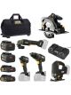 JCB 18V 5Pc Kit Drill 160Nm + Impact + Saw + Grinder + Jigsaw