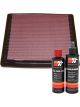 K&N Air Filter 33-2033 + Recharge Kit