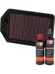 K&N Air Filter 33-2377 + Recharge Kit
