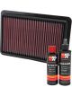 K&N Air Filter 33-2480 + Recharge Kit