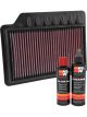 K&N Air Filter 33-3050 + Recharge Kit