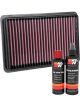 K&N Air Filter 33-3129 + Recharge Kit