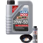 LIQUI MOLY MoS2 Leichtlauf 20W-50 1L Silver Service Kit + 6L Drip Tray