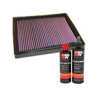 K&N Air Filter 33-2077 + Recharge Kit