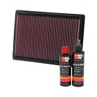 K&N Air Filter 33-2295 + Recharge Kit