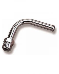 Holley Fuel Line Chrome Steel 2010/2300 90 Degree 3/8" Hose Barb Inlet