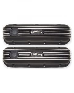 Edelbrock Valve Cover Classic Series Cast Black Logo Chevy Big Block Pair