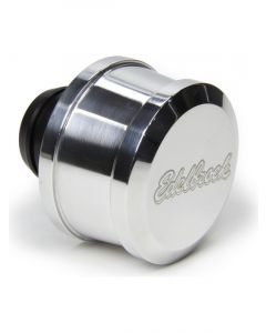Edelbrock Valve Cover Breather Push-In Round Billet Aluminum Polished Logo