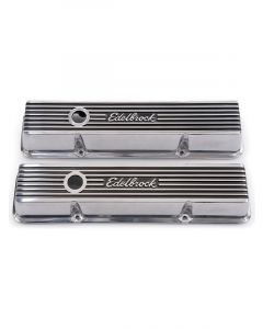 Edelbrock Valve Covers Elite Ii Low-Profile Cast Polished Logo SB Pair