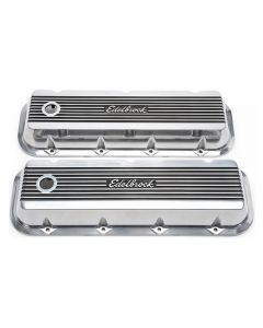 Edelbrock Valve Covers Elite Ii Series Stock Polished Logo Chevy BB Pair