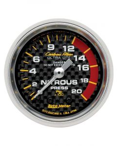 Auto Meter Gauge Carbon Fiber Nitrous Pressure 0-1600 PSI 2 1/16" Analog …