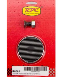 RPC Chrome Steel Brake Pedal, Round With Rubber Insert
