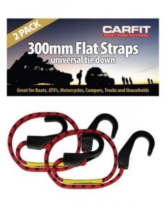 Carfit Heavy Duty Flat Strap 300mm Stretch Cord w/ HD Hook Set of 2