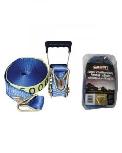 Carfit HD Ratchet Tie Down Strap Blue w/ Hook & Keeper 50mm x 9m