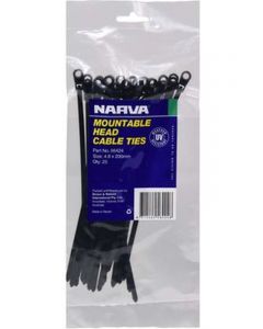 Narva Mountable Head Cable Tie 4.8 x 200mm Pack of 25