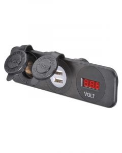 Narva Heavy-Duty Accessory/Dual USB Sockets & 12/24V Dc LED Volt Meter