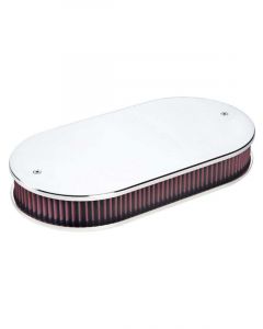 Billet Specialties Plain Air Cleaner Dual Carb Polished & K&N15Lx8-1/2W