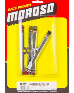 Moroso Valve Cover Hold Down Tabs(4) Sb Chev, Chrome, 4 Per Pack