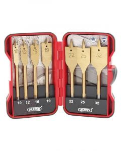 Draper Tools Titanium Nitride Coated Flat Wood Bit Set 7 Piece