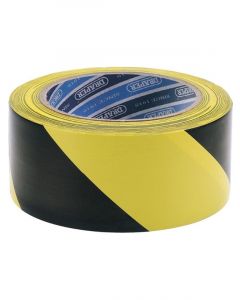 Draper Tools 33M X 50mm Black And Yellow Adhesive Hazard Tape Roll