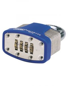 Draper Tools 48mm Resettable 4 Number Padlock Steel Shackle Bumper