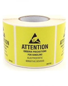 Botron ESD Attention Labels 5/8"x2", 500 Roll