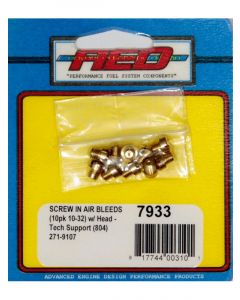 Advanced Engine Design Carburetor Air Bleed Blank 10-32 Threads Brass Ho