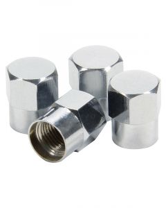 Allstar Performance Valve Stem Cap - Hex - Steel - Chrome - Set of 4