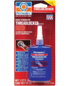 Permatex Thread Locker - Red - High Strength - 36 ml Bottle - Each