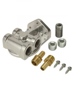 Derale Oil Filter Mount Side Port Style 1/2 in NPT Female Dual Ports 3/