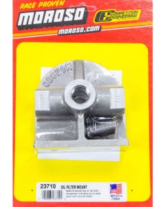 Moroso Oil Filter Mount 1/2 in NPT Female Ports Aluminum Natural Variou…