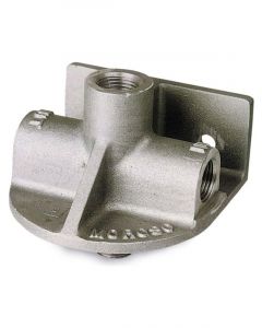 Moroso Oil Filter Mount 1/2 in NPT Female Ports Aluminum Natural Chevy …