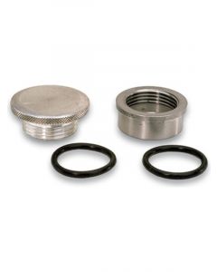 Moroso Bung and Cap Kit 1.500 in OD 1-1/4-12 in Thread Weld-On Steel Bu…