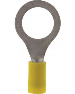 Jaylec Pack 10 Ring Terminal 12mm Insul Pvc Double Crimp Yellow