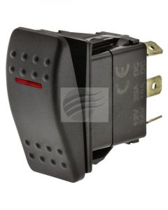 Jaylec Switch Rocker Sealed Mom On/Off 12/24V 20A @ 12V Red LED