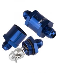 Proflow Fuel Check Valve, Blue, Aluminium, -8 AN Male to -8 AN, Male