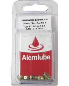 Alemlube Display 1/4" Straight Grease Nipples 6m x 1 Pack of 10 