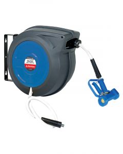 Alemlube Hot Water Hose Reel w/ Washdown Gun. 20m x 10mm Polymer Hose