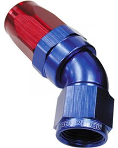 Aeroflow 150 Taper Full Flow Swivel 45 Degree Hose End -10AN Blue/Red