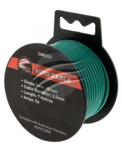 Jaylec Single Core Cable Green 2.5mm x 7m (8/0.32) 5 Amps Hang Type