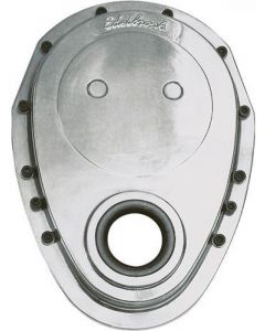 Edelbrock Timing Cover 1-Piece Aluminium Polished Gaskets Bolts Washers T…