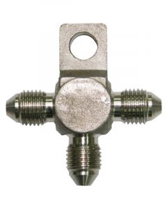 Aeroflow S/Steel Tee Block With Mount Tab -3AN -3AN Male All Sides