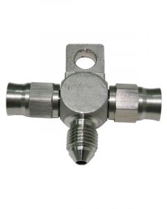 Aeroflow S/Steel Tee Block With Mount Tab -3AN -3AN Male On Side