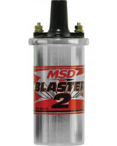 MSD Ignition Coil Blaster 2 Canister Round Oil Filled Chrome 45 000 V