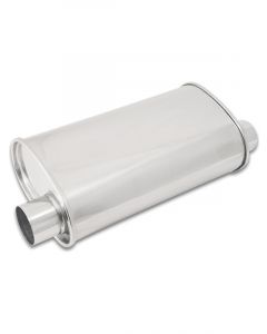 Vibrant Performance Street Power Oval Muffler, 2.5" inlet/outlet (Offset-Offset)