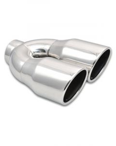 Vibrant Performance Dual 3.5" Round SS Tips Single Wall Angle Cut 10.000" Length