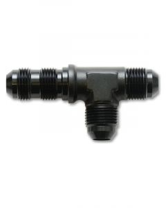 Vibrant Performance Bulkhead Adapter Tee on Run Fitting; Size: -6AN Black