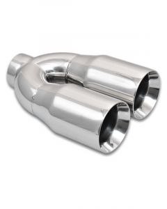 Vibrant Performance Dual 3.5" Round SS Tips (Double Wall, Straight Cut)