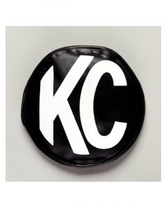 KC Hilites 5" Round Soft Vinyl Cover Black White KC Logo Pair