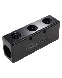 Aeroflow Billet 5 Port Fuel Log 3 x -6AN, 2 x -8AN Black